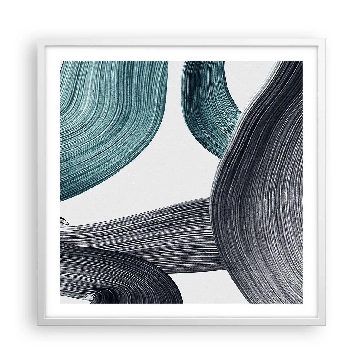 Poster in einem weißen Rahmen - Smaragdgrüne und schwarze Pfade - 60x60 cm