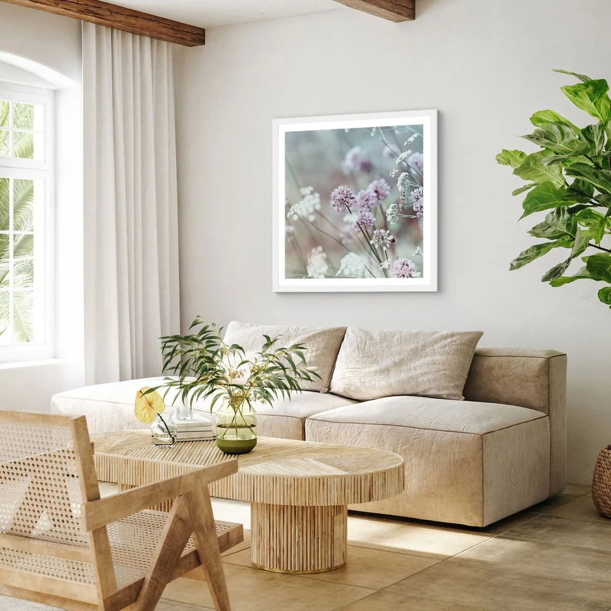 Poster in einem weißen Rahmen - Süße filigrane Kräuter - 30x30 cm