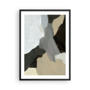Poster in einem schwarzem Rahmen - Abstrakte Komposition in gedämpften Farben - 50x70cm - Abstraktion: Scheideweg des Graus - Moderne Wanddekoration für Wohnzimmer und Schlafzimmer ARTTOR