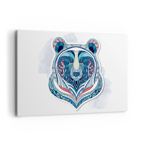 Bild auf Leinwand - Leinwandbild - Geometrischer Bär in Blau- und Rottönen - 120x80cm - Eviva Grönland! - Moderne Wanddekoration für Wohnzimmer und Schlafzimmer ARTTOR