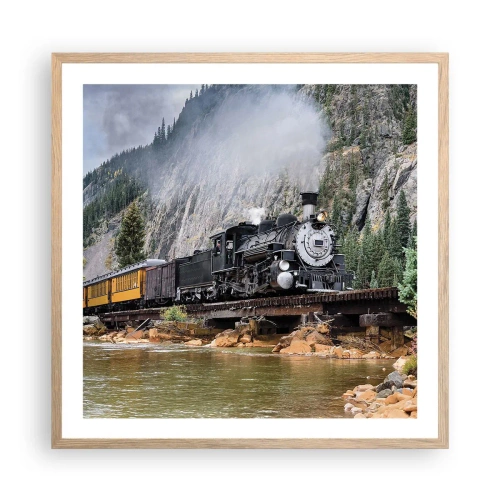 Poster in einem Rahmen aus heller Eiche - Wo willst du hin? Wohin? - 60x60 cm