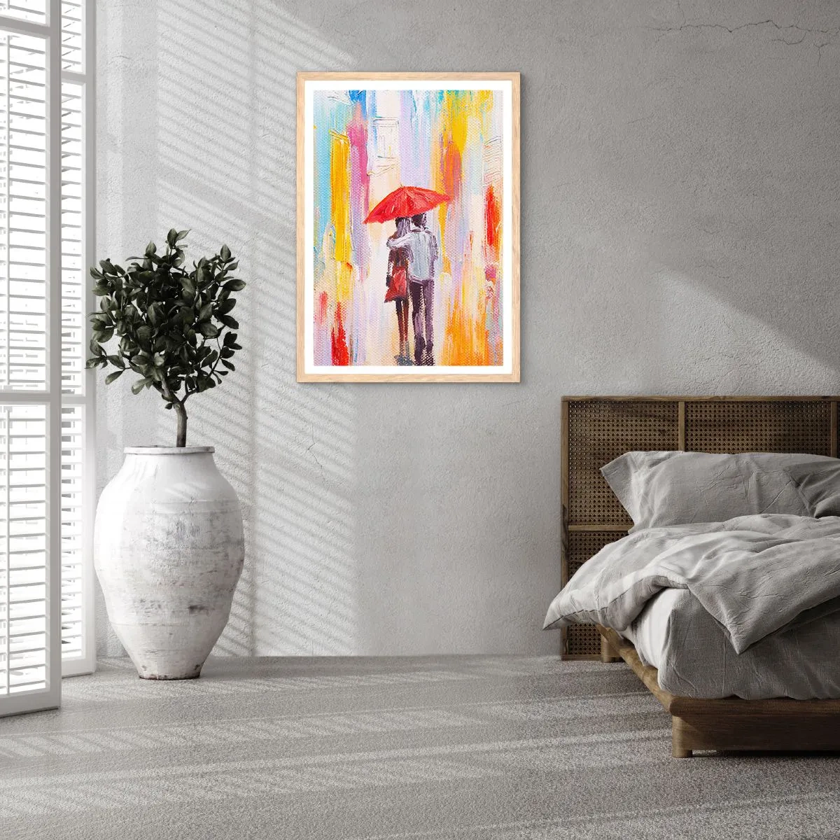 Poster in einem Rahmen aus heller Eiche - Lass es weiter regnen - 70x100 cm