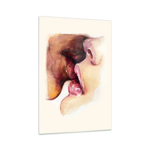 Glasbild - Bild auf glas - Ein Aquarell einer Nahaufnahme eines Gesichts - 70x100cm - Wie Tag und Nacht, Erde und Himmel - Moderne Wanddekoration für Wohnzimmer und Schlafzimmer ARTTOR