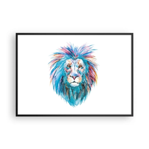Poster in einem schwarzem Rahmen - Aquarellporträt eines Löwen in lebendigen Farben - 100x70cm - Eine elektrisierende Aura - Moderne Wanddekoration für Wohnzimmer und Schlafzimmer ARTTOR