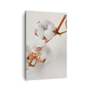 Bild auf Leinwand - Leinwandbild - Ein Zweig Baumwolle auf dezentem Untergrund - 80x120cm - Nur umarmen - Moderne Wanddekoration für Wohnzimmer und Schlafzimmer ARTTOR
