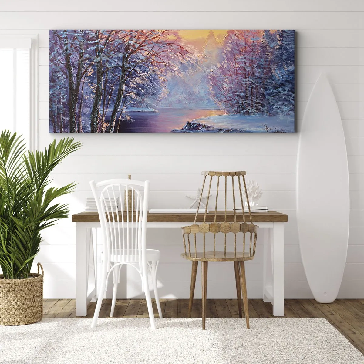 Bild auf Leinwand - Leinwandbild - Die Farben des Winters - 90x30 cm
