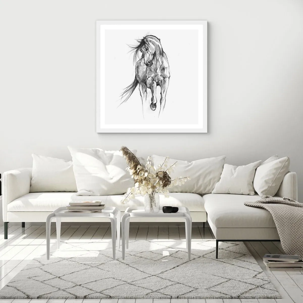 Poster in einem weißen Rahmen - Im anmutigen Trab - 60x60 cm