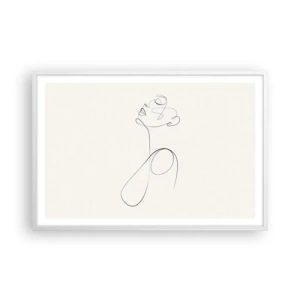 Poster in einem weißen Rahmen - Versunken in Träumen - 91x61 cm