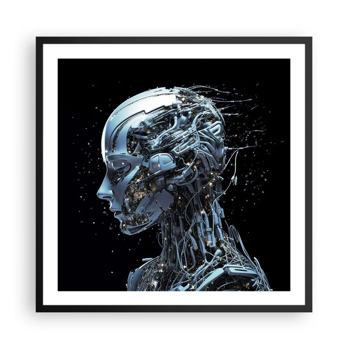 Poster in einem schwarzem Rahmen - Technologie ist eine Frau - 60x60 cm
