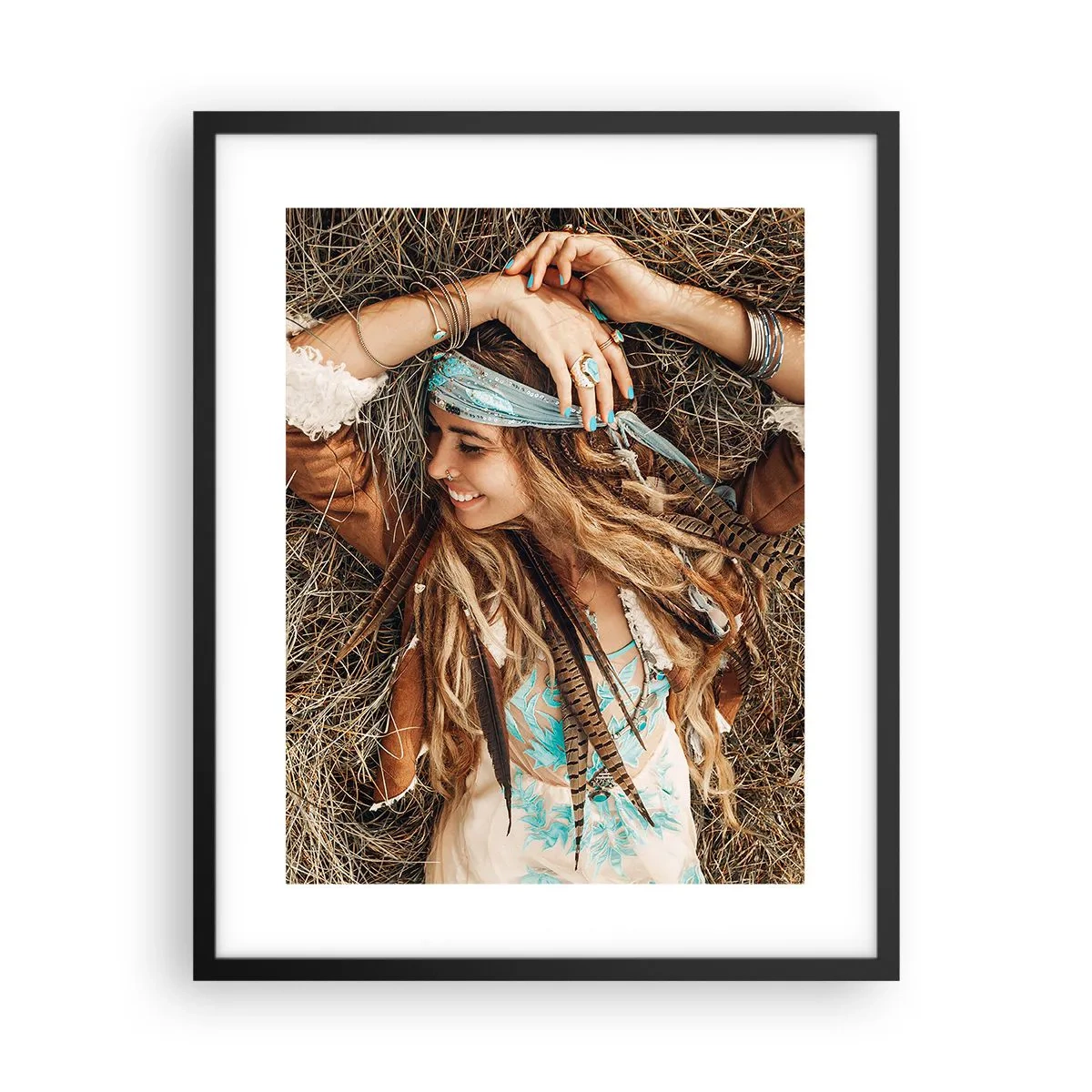 Poster in einem schwarzem Rahmen - Auf dem Weg in den Sommer der Liebe - 40x50 cm