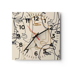 Wanduhr - Glasuhr - Das Porträt wird multipliziert - 40x40 cm
