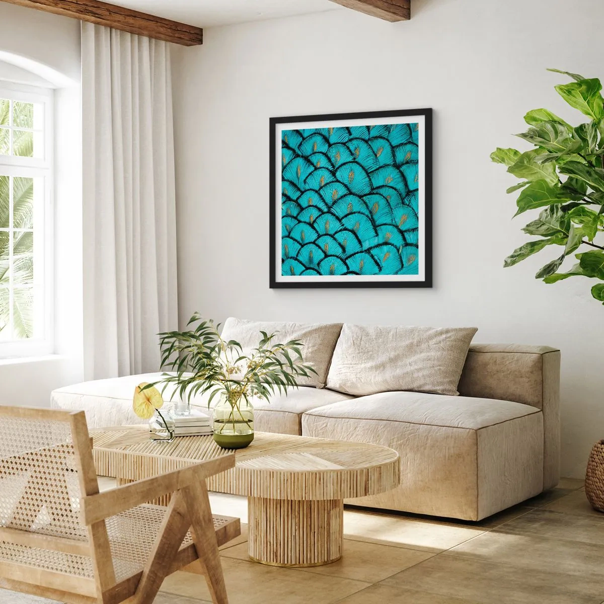 Poster in einem schwarzem Rahmen - Große Federgala - 50x50 cm