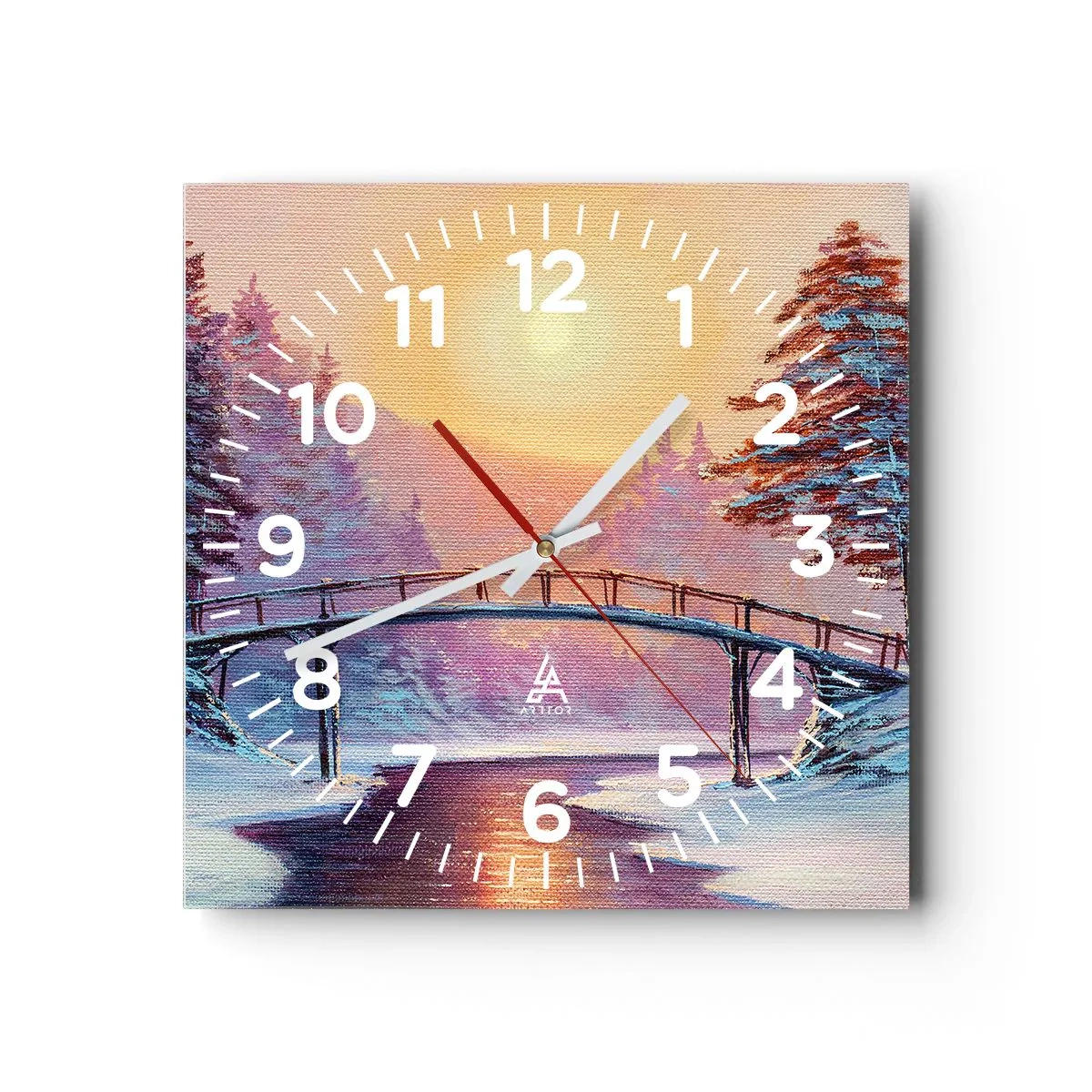 Wanduhr - Glasuhr - Vier Jahreszeiten - Winter - 30x30 cm