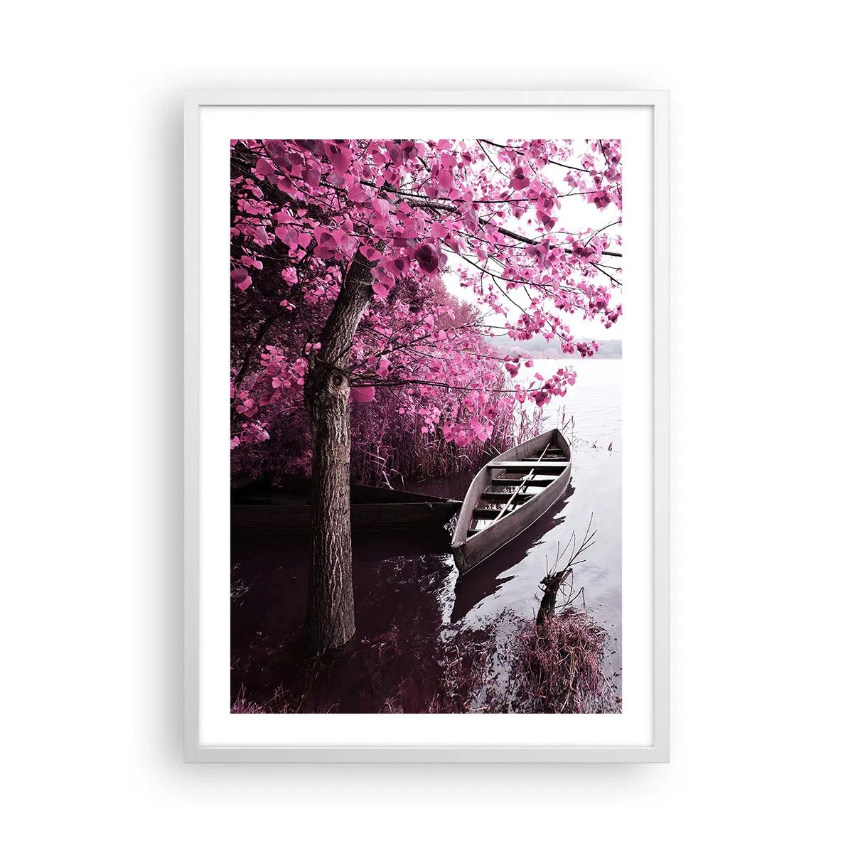 Poster in einem weißen Rahmen - In rosa Stille - 50x70 cm