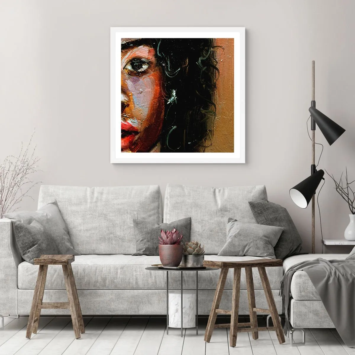 Poster in einem weißen Rahmen - Schwarz und Glanz - 30x30 cm