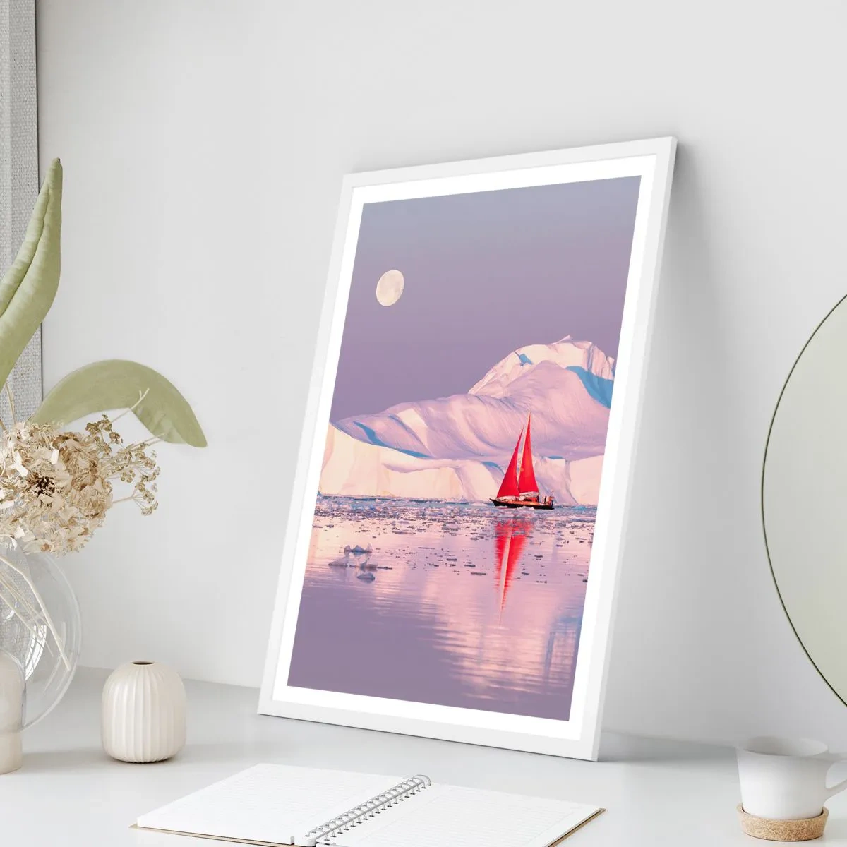 Poster in einem weißen Rahmen - Die Hitze des Segels, die Kälte des Eises - 30x40 cm