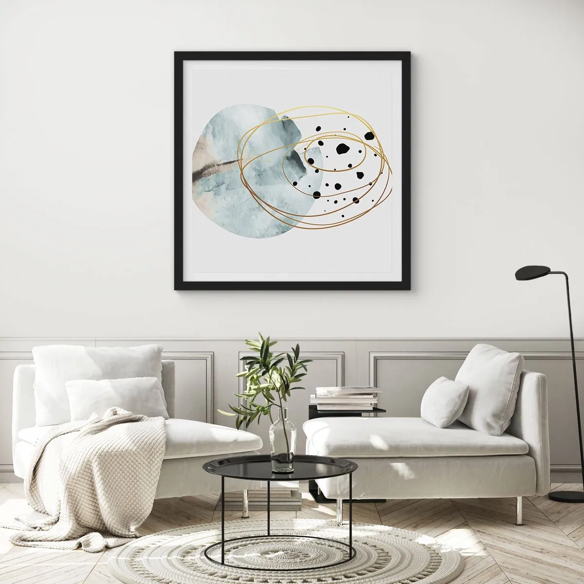 Poster in einem schwarzem Rahmen - Vom Weltraum umarmt - 60x60 cm