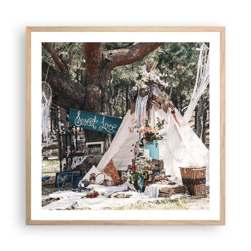 Poster in einem Rahmen aus heller Eiche - Liebe machen ... - 60x60 cm