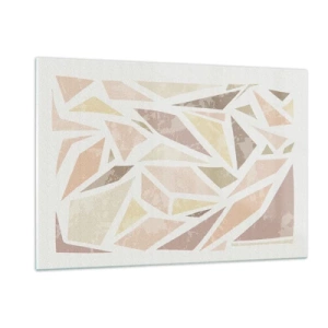 Glasbild - Bild auf glas - Geometrisches Mosaik in Pastellfarben auf hellem Hintergrund - 120x80cm - Buntglas-Komposition - Moderne Wanddekoration für Wohnzimmer und Schlafzimmer ARTTOR