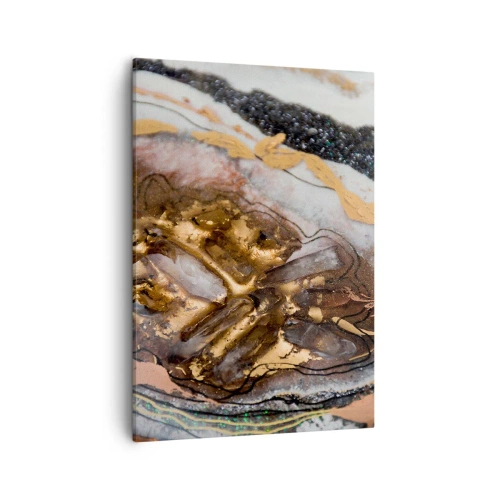 Bild auf Leinwand - Leinwandbild - Abstrakte Komposition mit Elementen aus Gold und Kristallen - 50x70cm - Das Element der Erde - Moderne Wanddekoration für Wohnzimmer und Schlafzimmer ARTTOR