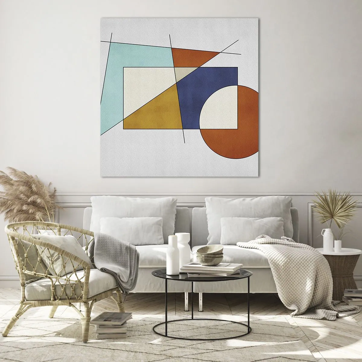 Glasbild - Bild auf glas - Abstraktion: modernistisches Spiel - 50x50 cm