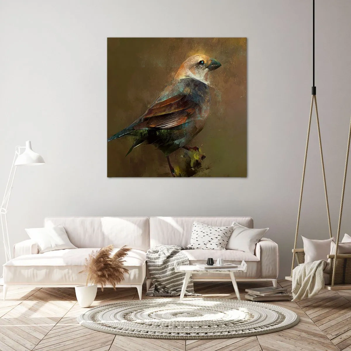 Bild auf Leinwand - Leinwandbild - Ein Spatz, ein kleines Vögelchen - 30x30 cm