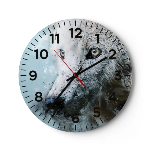 Wanduhr - Glasuhr - Lerne die Wolfsseele kennen - 30x30 cm