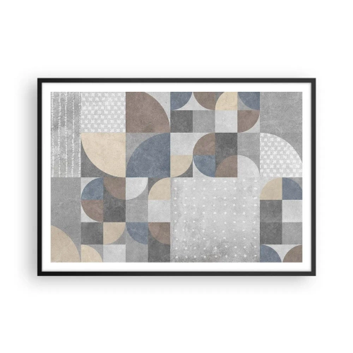 Poster in einem schwarzem Rahmen - Geometrisches Muster in Pastelltönen - 100x70cm - Keramische Fantasie - Moderne Wanddekoration für Wohnzimmer und Schlafzimmer ARTTOR