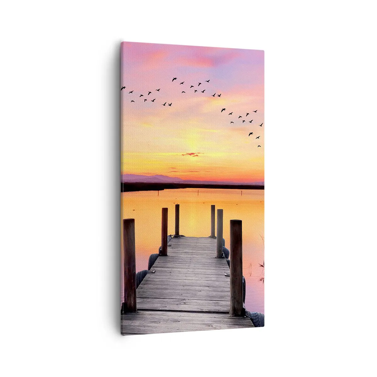 Bild auf Leinwand - Leinwandbild - Violette stille Morgendämmerung - 55x100 cm