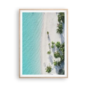 Poster in einem Rahmen aus heller Eiche - Urlaub im Paradies - 70x100 cm