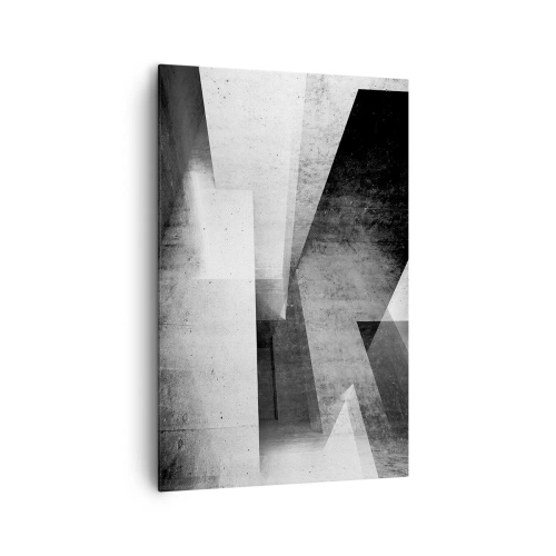 Bild auf Leinwand - Leinwandbild - Geometrische Formen in einer monochromen Komposition - 80x120cm - Die Raumstruktur - Moderne Wanddekoration für Wohnzimmer und Schlafzimmer ARTTOR