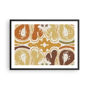 Poster in einem schwarzem Rahmen - Warme abstrakte Muster in Gelb- und Brauntönen - 70x50cm - Sentimentale Abstraktion - Moderne Wanddekoration für Wohnzimmer und Schlafzimmer ARTTOR