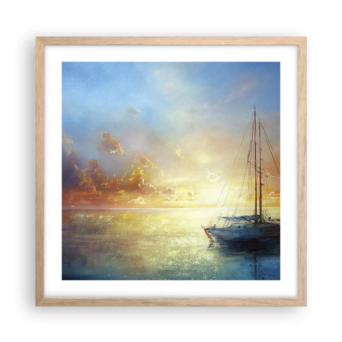 Poster in einem Rahmen aus heller Eiche - In einer goldenen Bucht - 50x50 cm