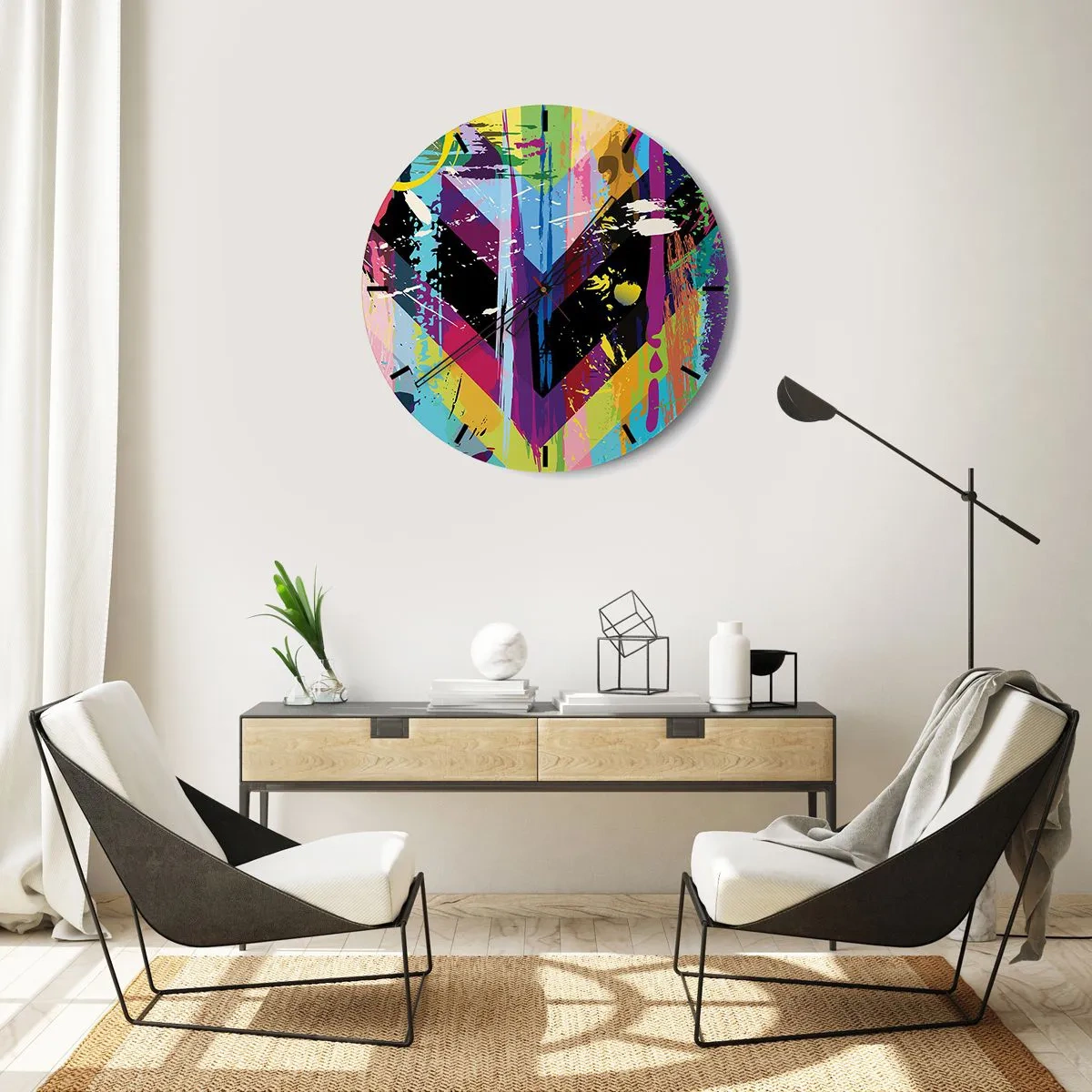 Wanduhr - Glasuhr - Von oben nach unten - 40x40 cm