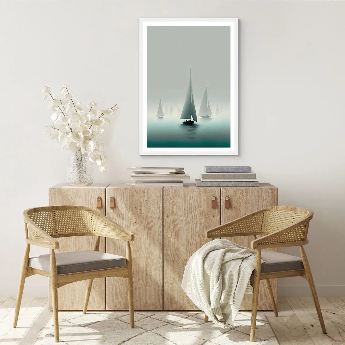 Poster in einem weißen Rahmen - Aus Nebel - 70x100 cm