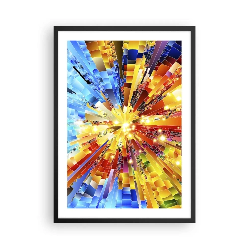 Poster in einem schwarzem Rahmen - Eine farbenfrohe Lichtexplosion in abstrakter Form - 50x70cm - In Medienauflösung - Moderne Wanddekoration für Wohnzimmer und Schlafzimmer ARTTOR