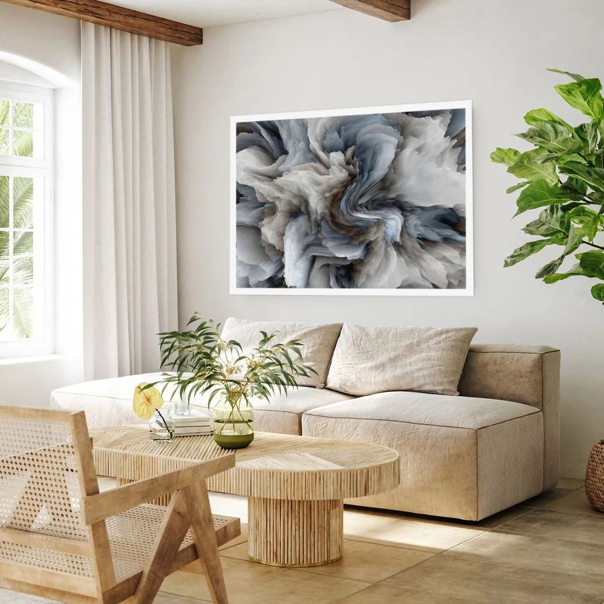 Poster - Stein und Blume - 91x61 cm