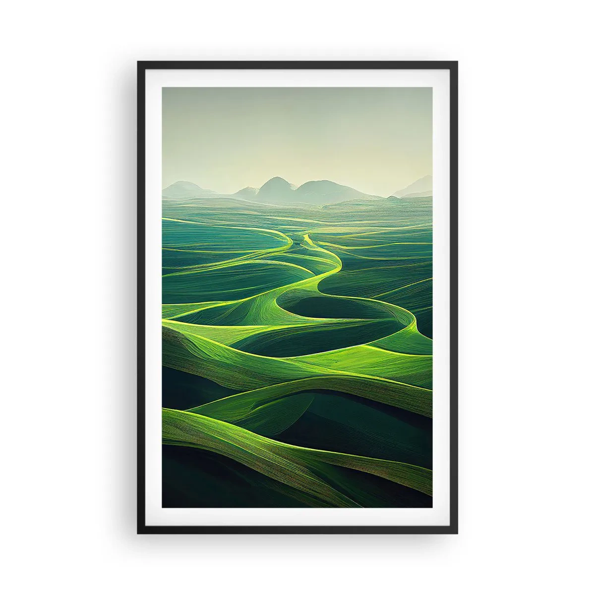 Poster in einem schwarzem Rahmen - In den grünen Tälern - 61x91 cm