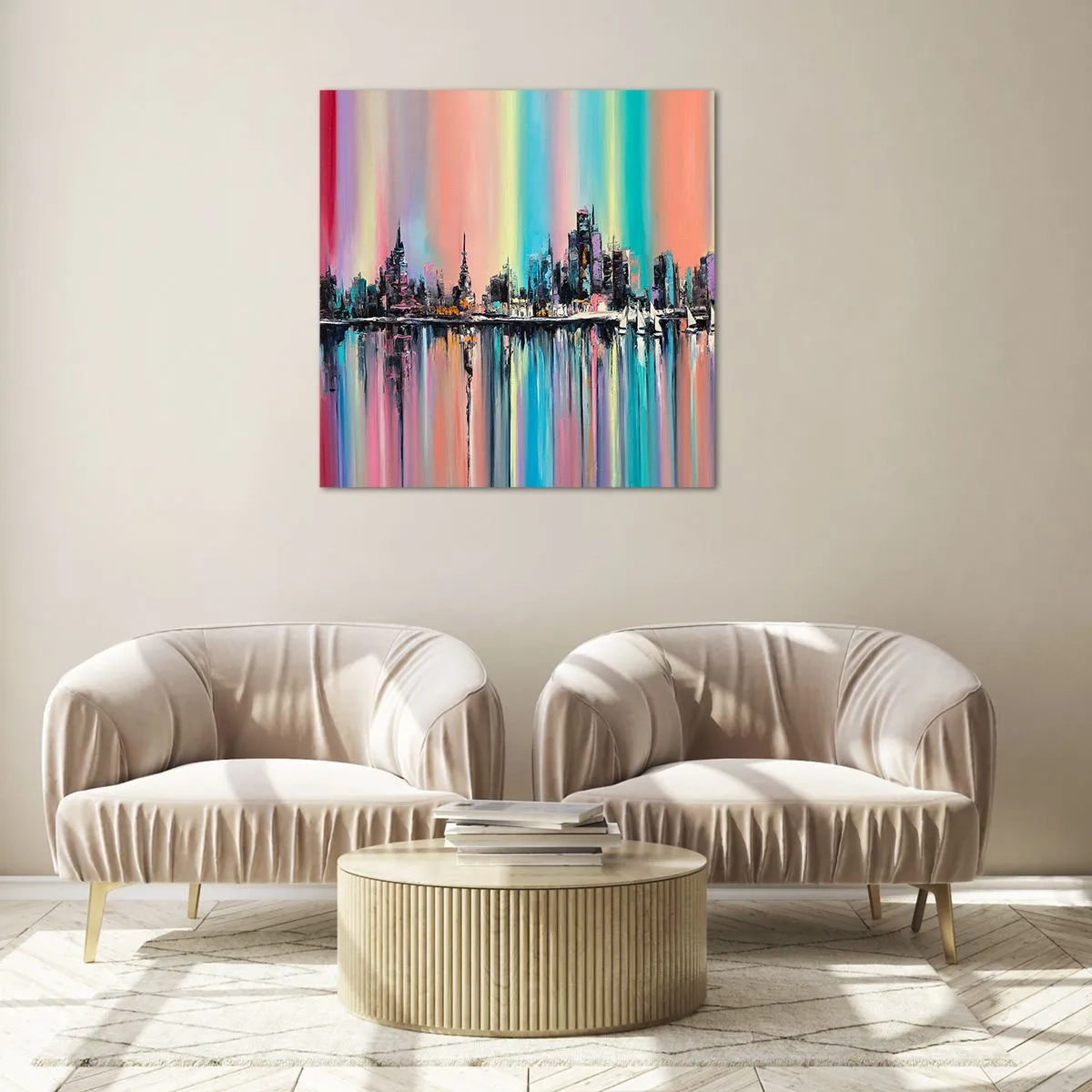 Glasbild - Bild auf glas - Um das Licht der Nacht herunterzufallen - 40x40 cm