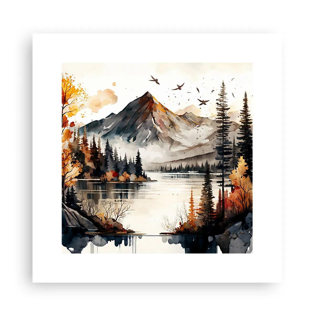 Poster - Goldener Herbst in den Bergen - 30x30 cm