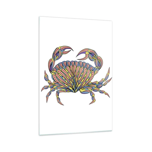 Glasbild - Bild auf glas - Bunte Krabbe im künstlerischen Stil - 70x100cm - Meeresschmuck - Moderne Wanddekoration für Wohnzimmer und Schlafzimmer ARTTOR