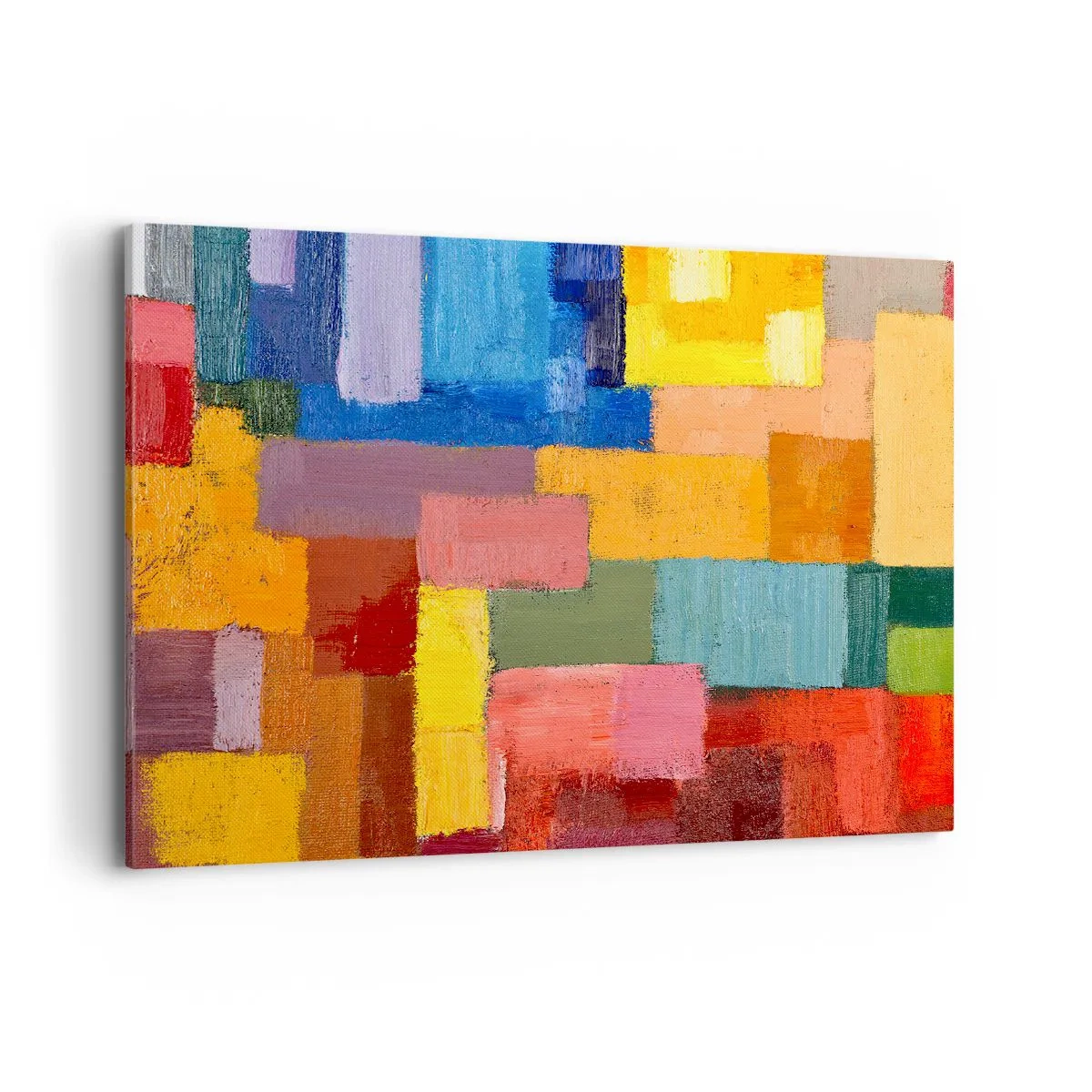 Bild auf Leinwand - Leinwandbild - Bunte abstrakte Rechtecke in verschiedenen Farbtönen - 100x70cm - Jeder ist anders, alle bunt - Moderne Wanddekoration für Wohnzimmer und Schlafzimmer ARTTOR