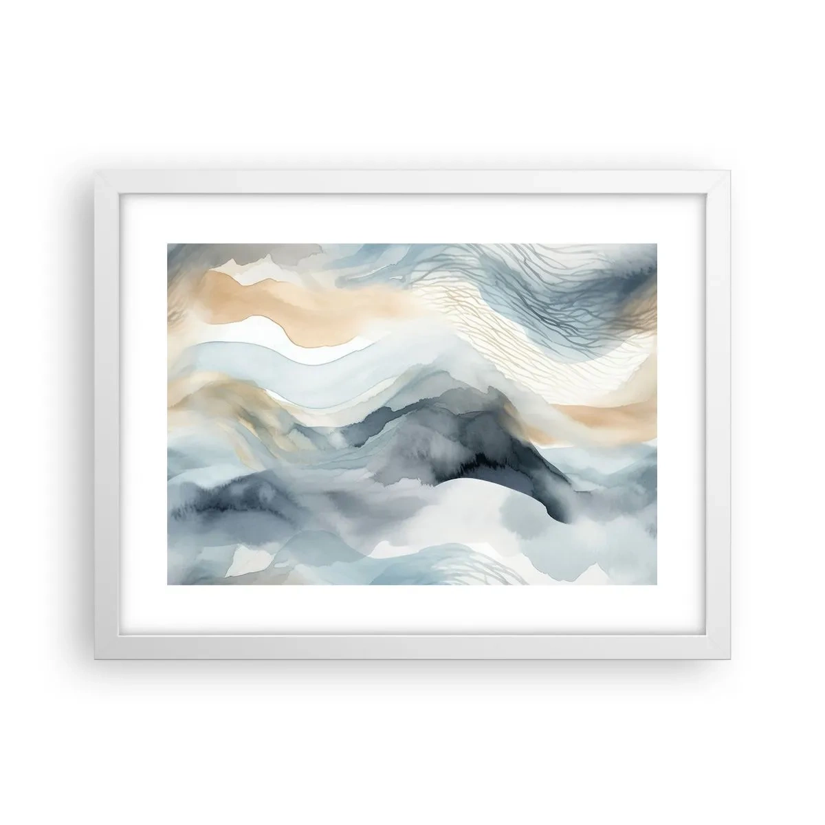 Poster in einem weißen Rahmen - Verschneite und neblige Abstraktion - 40x30 cm