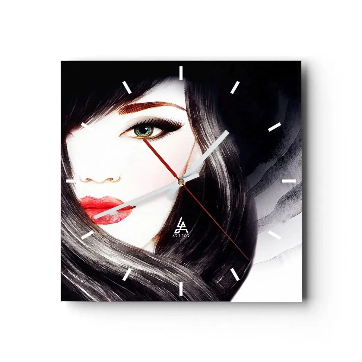 Wanduhr - Glasuhr - Saphir-Optik - 40x40 cm