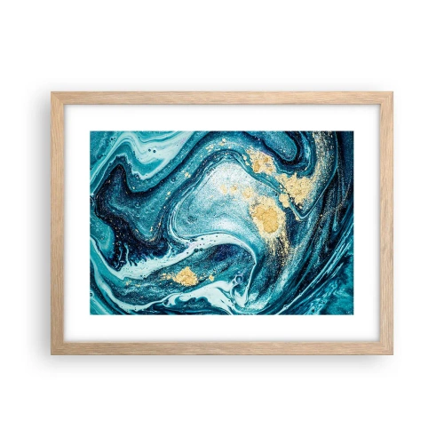 Poster in einem Rahmen aus heller Eiche - Blauer Wirbel - 40x30 cm
