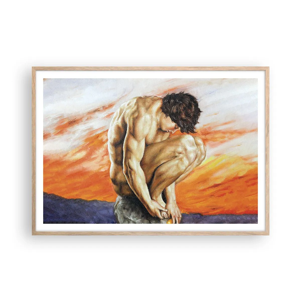 Poster in einem Rahmen aus heller Eiche - In sich versunken - 100x70 cm