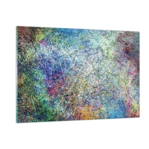 Glasbild - Bild auf glas - Bunte Abstraktion mit dynamischen Linien - 120x80cm - Es ist nicht so einfach - Moderne Wanddekoration für Wohnzimmer und Schlafzimmer ARTTOR
