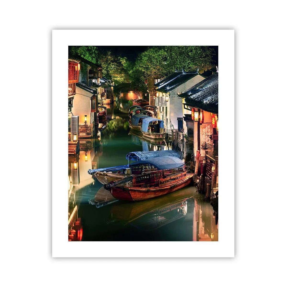 Poster - Ein Abend auf einer chinesischen Straße - 40x50 cm