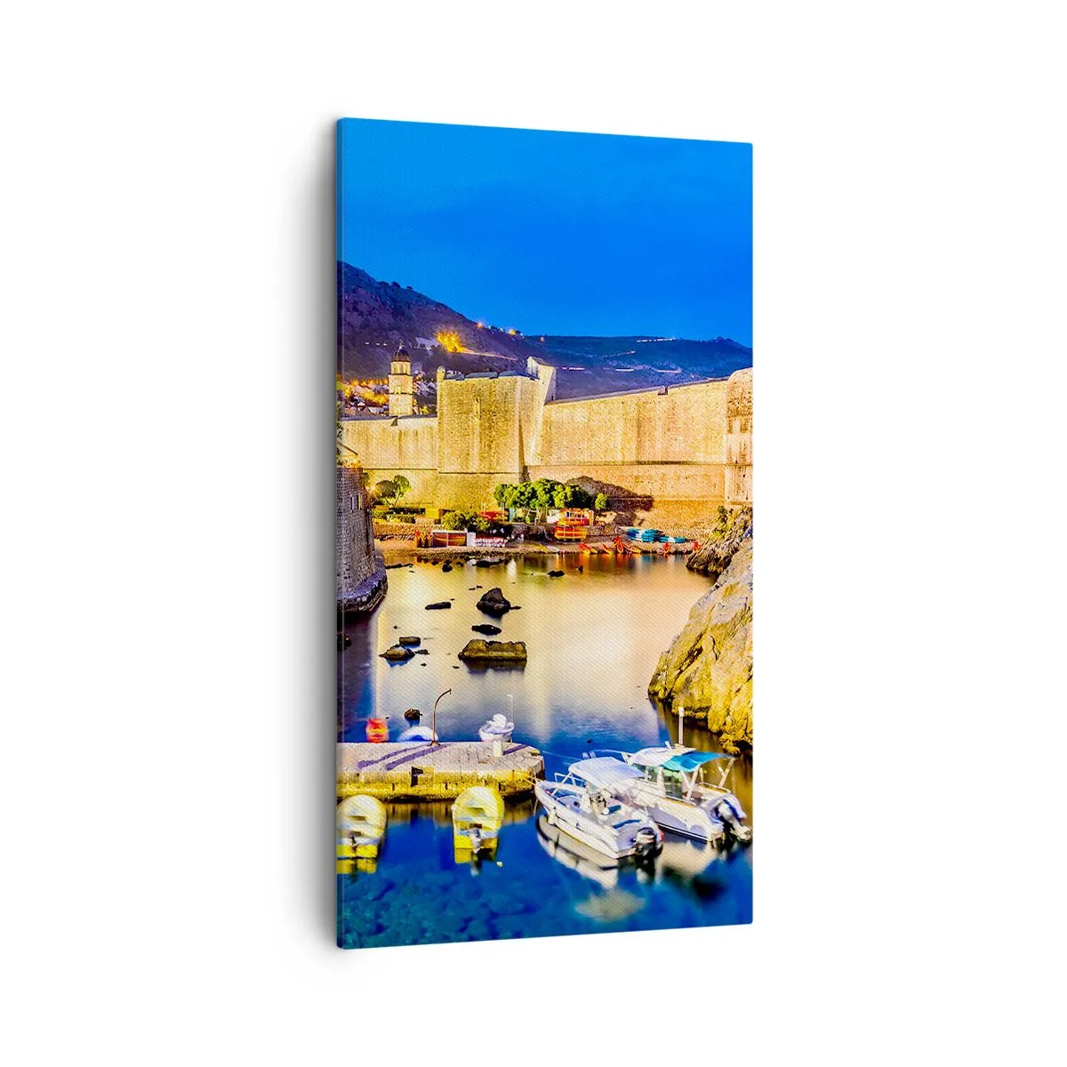 Bild auf Leinwand - Leinwandbild - Beleuchtete Nacht an der Adria - 45x80 cm