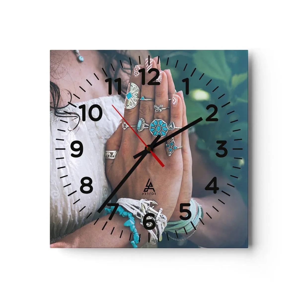 Wanduhr - Glasuhr - Willkommen im Zentrum des Seins - 40x40 cm